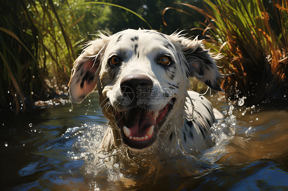 乖巧可爱的斑点犬图片