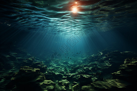 海底世界的光芒照耀背景图片