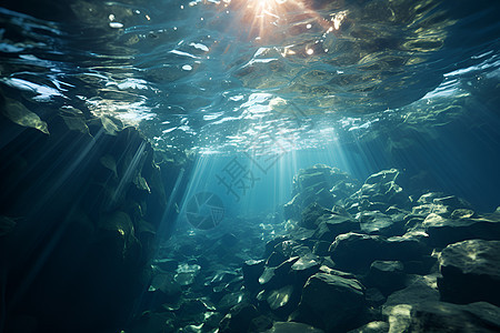 水面漂浮着的光束背景图片