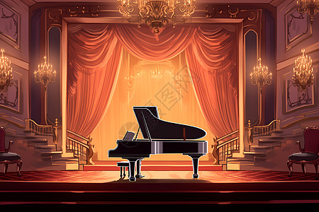 舞台上表演的钢琴图片
