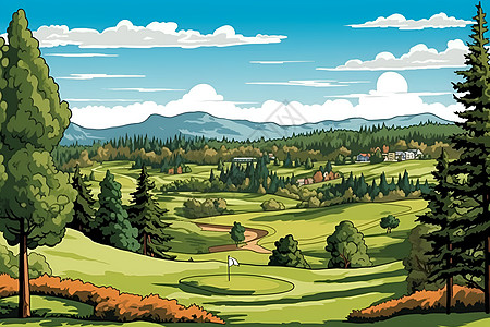 山丘起伏的绘画背景图片