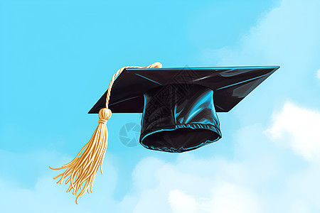 蓝天下的毕业帽图片