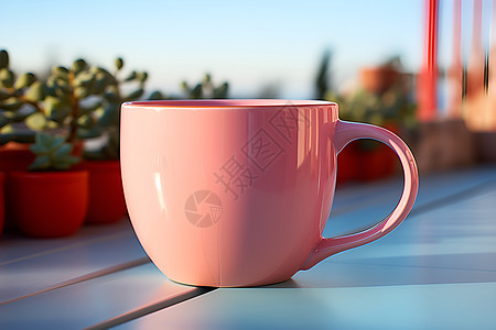 粉色的搪瓷杯背景图片