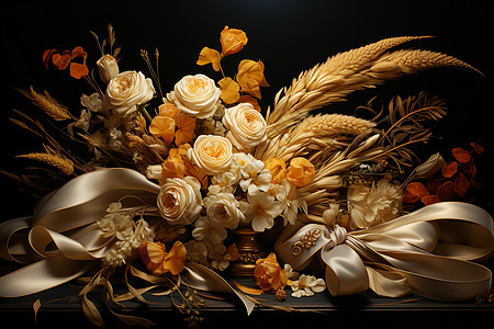 一束寓意丰收的花束背景图片