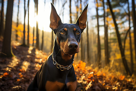 威猛警觉的犬在公园中图片