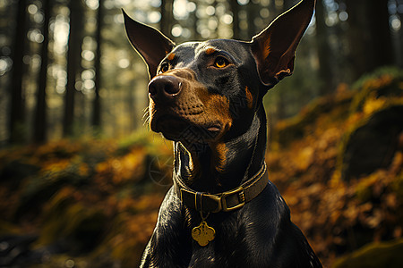 森林中远望的巨犬图片