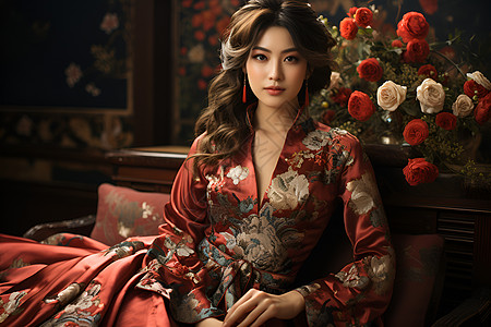 穿着中国秀湖婚纱的女子图片