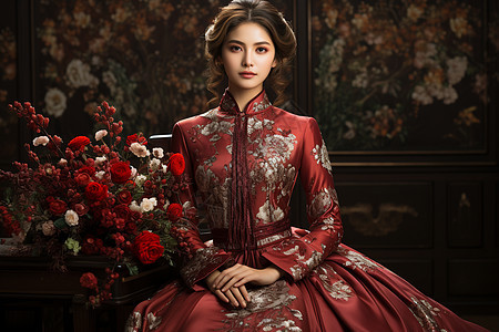流光溢彩的中式婚纱之美图片