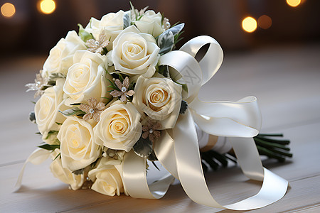 浪漫的白玫瑰花球图片