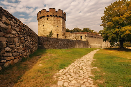 历史的古堡建筑背景图片