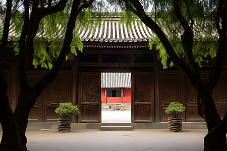 红门古建的住宅背景图片