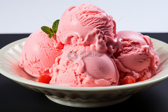 粉色草莓冰淇淋图片
