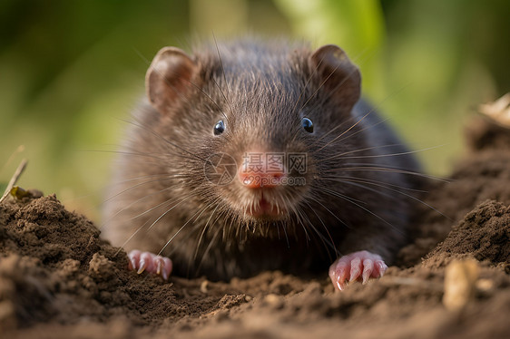 一只老鼠在泥土中图片