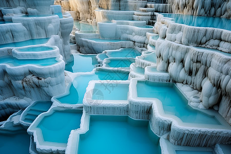 蓝色水晶水晶池里的蓝色水背景