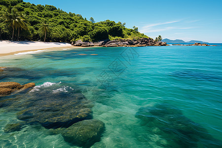 碧海蓝天岛屿山林图片