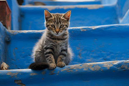 台阶上的猫图片