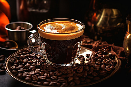 咖啡豆中的咖啡背景图片