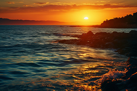 黄昏海岸背景图片