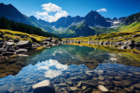 湖光山色天然美景背景图片