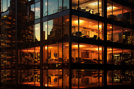 城市夜景中的商务大楼图片