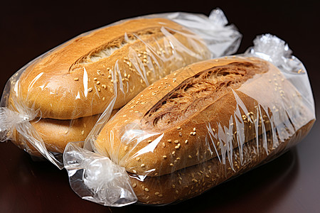 新鲜包装的面包高清图片