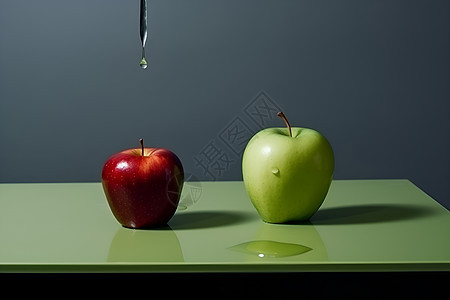 桌面上美味的苹果背景图片