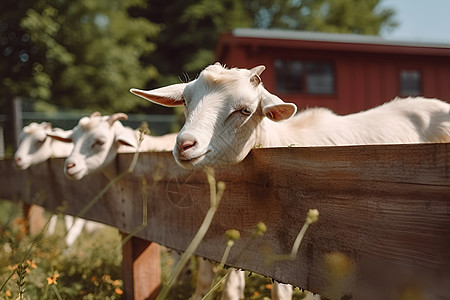 农村栅栏中的山羊图片