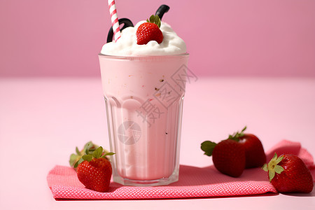 可口美味的草莓奶昔图片