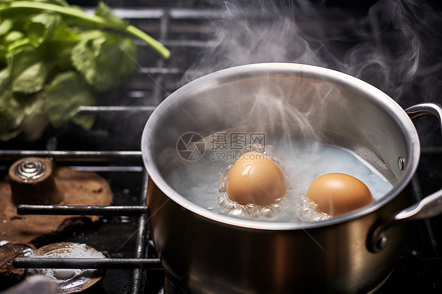 锅中蒸煮的鸡蛋图片