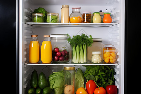 冰箱内新鲜的蔬菜图片