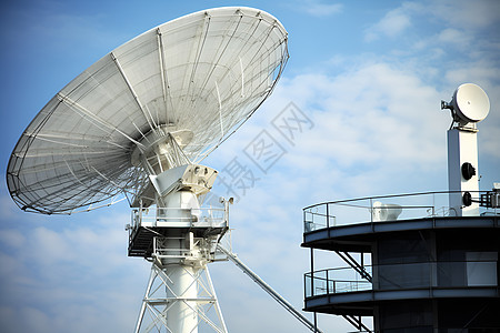 信号背景高楼上的卫星天线背景