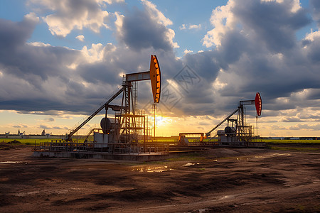 工业石油钻机平台背景图片