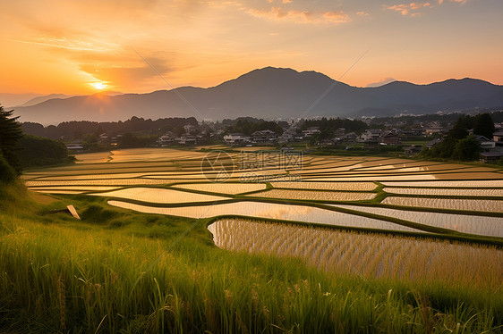 农业种植的水稻田图片
