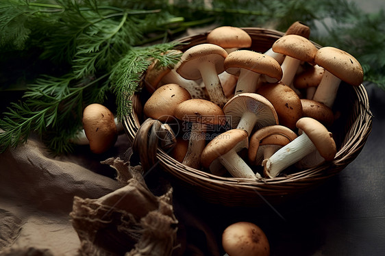 准备烹饪的蘑菇食材图片