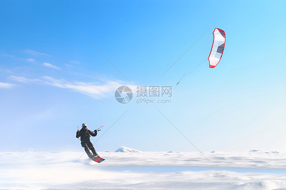 冬季户外的降落伞滑雪图片