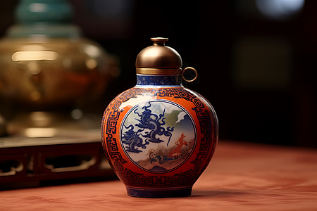 古朴典雅龙纹陶罐背景图片