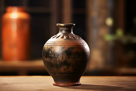 陶瓷酒罐的特写图片