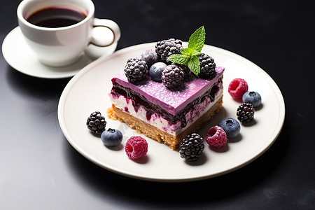 可口的蓝莓蛋糕背景图片