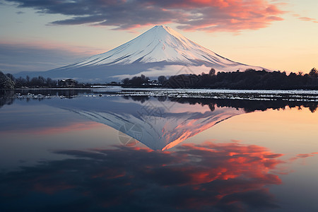 雪山下的湖泊图片