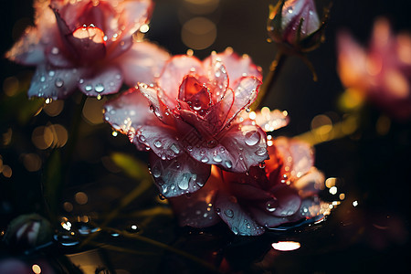 水珠滴落在花瓣上图片