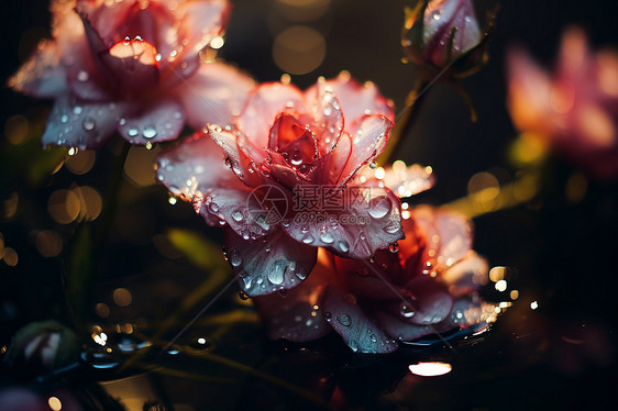 水珠滴落在花瓣上图片