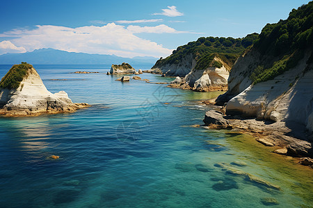 海洋的山峰石壁图片