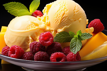 清凉解暑的浆果冰淇淋背景图片