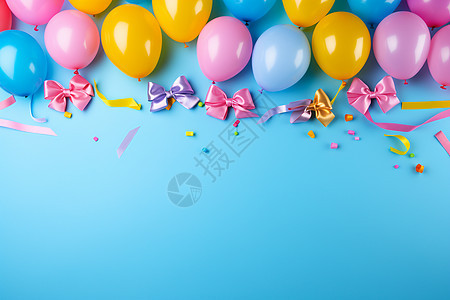 气球和彩带的装饰背景图片