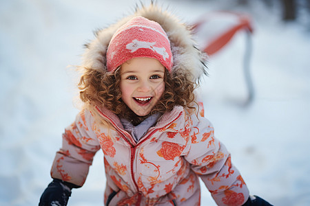 雪地中的可爱女孩图片
