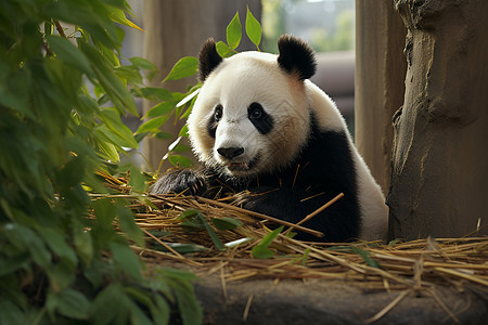 熊猫在动物园休憩图片