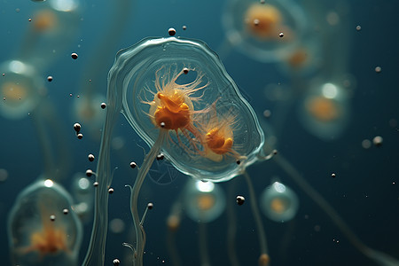 浮动的水母群图片