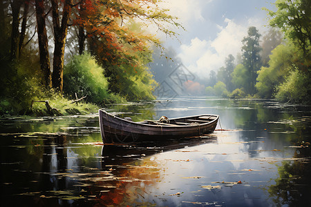 宁静的秋季湖畔背景图片