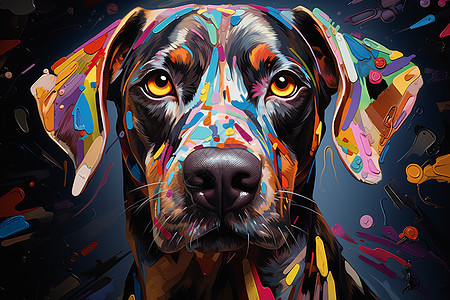 抽象艺术的宠物狗狗油画插图图片