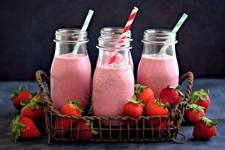 新鲜的草莓奶昔背景图片